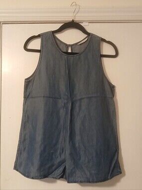 GAP Denim-Effect Lyocell Sleeveless Camisole in Faded Blue Size Small